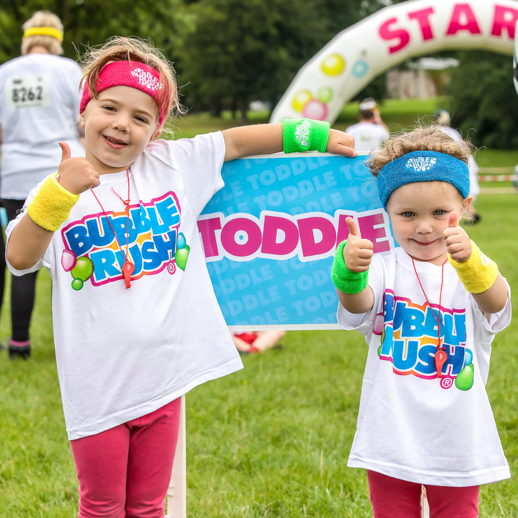 Run, walk, toddle or dance around the Bubble Rush fun run course